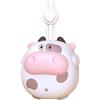 Haofy Ventilatore a Collo Appeso Dal Design Senza Lama, Pratico e Portatile, Design a Forma di Animale dei Cartoni Animati, Alimentato a Batteria (Mucca carina bianca)