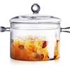 Keyoung Pentola in Vetro Con Coperchio, 1,4 Litri - Doppia Pentola Trasparente Resistente al Calore per Cucinare Pasta, Zuppe, Latte, Tè e Insalate