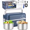 Zhufas Contenitore per il pranzo elettrico portatile, 200 W, 1,2 l, 220 V, per auto, camion, ufficio, casa, con forchetta e cucchiaio