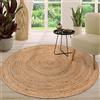 TT Home Tappeto Fibra Naturale Juta Soggiorno Rotondo Etnico Boho Fatto A Mano Bordura, Colore:Natura 3, Dimensione:80 cm Rund