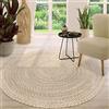 TT Home Tappeto Fibra Naturale Juta Soggiorno Rotondo Etnico Boho Fatto A Mano Bordura, Colore:Beige, Dimensione:100 cm Rund