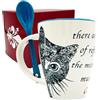 NAREG-Tazza colazione in Ceramica con Cucchiaio e Scatola Regalo Gatto, Tazza Gatto, Idea Regalo, Ideale per Colazione Thè Caffè, Adatta a Microonde e Lavastoviglie, regalo per amante dei Gatti