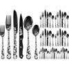 XIAOYU Set di posate da 48 pezzi con coltelli da bistecca, set di posate in acciaio inossidabile per 8 persone, set di coltelli forchette cucchiai con laser unico a forma di fiore di peonia