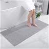 OLANLY Tappetino da bagno in ciniglia, antiscivolo, morbido, assorbente, lavabile, 70 x 150 cm, grigio chiaro