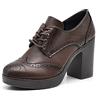 IF Fashion Scarpe da Donna Stringate Francesine Ricamo Tacco Grosso Pelle Sintetica MP354-4 Testa di Moro N.39