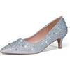 Zhabtuc Donna Elegante Décolleté con Tacco Gattino, Tacco Alto Sexy A Punta Tacchi Bassi Basato Comodo Slip-on Scarpe con Tacco Gattino 5 CM, Strass Argento, 37 EU