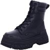 Buffalo Fusion LACE UP MID - Stivali da combattimento da donna, in nappa vegana, con lacci, a metà caviglia, con plateau, colore: nero, nero, 41 EU