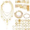 Bcenoilua Parure Gioielli Donna Set di Gioielli Oro con Collana Bracciale Ragazze Collane a Strati Delicati Eleganti in Oro Orecchini Dorata Set Nocche Anelli Bulk Accessori Moda (Oro-A, Taglia unica)