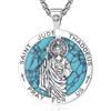 EUDORA Harmony Ball Collana in Argento Sterling 925 con San Giuda Tadeo per Uomo Donna, Ciondolo Turchese di San Giuda Taddeo Medaglia di Protezione di San Giuda Amuleto Regalo di Gioielli, 24