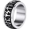 Supcare Vichinghi Anello Antistress Uomo Girevole, Anelli Uomo Acciaio Argento, Misura 32,5 Circonferenza 72.3 mm Vintage Anello con Rune Vichinghe, Confezione Regalo
