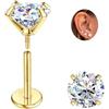 Sllaiss Orecchini Moissanite Uomo Donna in Titanio G23 18K Oro Punto Luce Diamante Brillante VVS1 Certificata D Color Oro 18K Orecchino Singolo a Lobo Anallergici Senza Nichel Piercing 2 CT