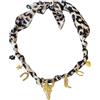 MarHermoso Collana girocollo da donna, stile Westcowboy, ciondolo in acciaio inox, fatto a mano, idea regalo, bandana in seta leopardata, alla moda, vintage