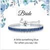 YANCHUN Qualcosa blu regalo per sposa addio al nubilato regali per sposa futura sposa braccialetti con strass blu per moglie con biglietto significativo accessori da sposa gioielli, Zinco