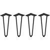 Emuca - Set di quattro gambe a forcina, Gambe Hairpin con 2 aste per tavolo, altezza 400 mm, verniciate nero, acciaio