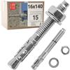 Lun Fix Tasselli muro 16x140 mm, 15 pz., acciaio zincato, con dado e rondella