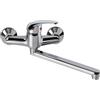 MP-SHOP IT Rubinetto Lavello Cucina | Miscelatore Monocomando a Muro con Canna Orientabile | Acqua Calda e Fredda | Ottone Finitura Cromato | Attacco 3/8 | Kit Completo Installazione Facile