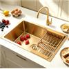 KOOGIMDDR 75 × 45 cm Gold Prep Sink con rubinetto da incasso, in acciaio inox, multifunzionale, da cucina, essenziale, con scolapiatti dorati e componenti di montaggio, con cestello di scarico