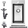 KEOKBON Lavello da cucina 28 x 50 cm montato in alto in acciaio inox - Piccolo lavello da cucina a incasso con rivestimento PVD NanoTek 3 mm, vasca singola a scomparsa con 1 foro per rubinetto
