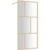 vidaXL Parete per Doccia Walk-in Vetro Trasparente ESG 90x195 cm Oro