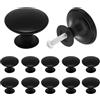 TNLQWZ 12 Pezzi Pomelli per Mobili Nero con Viti, Pomolo per Mobili Rotondo, Maniglia per Armadietto 30 mm, Pomelli per Cassetti a Fungo per Finestre Cassetti Armadi Mobile da Cucina Guardaroba