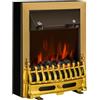 HOMCOM Camino Elettrico da Terra 1000/2000 W, Effetto Fiamma LED, Oro