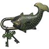 Brass Blessing Lucchetto a forma di pesce in stile antico | Lucchetto con chiave | Lucchetto nero realizzato in ottone