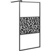 vidaXL Parete Doccia Walk in 100x195 cm Vetro ESG Design Pietre Nero