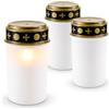 com-four® 3x Candela LED commemorativa con effetto fiamma, luce votiva | candela bianca luce bianco caldo