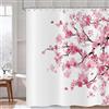 Hnmdmyi Tenda da doccia Fiori di ciliegio 180x200, Fiori rosa Sakura Prugna in fiore Giapponese Stile artistico anime asiatico Impermeabile Tessuto in poliestere Lavabile Tenda da bagno con ganci