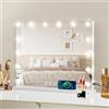Ekasoco Hollywood Specchio Trucco con Luc, 50x42cm Specchio con Luci 14 LED, 3 Modalità Illuminazione Regolabile, Controllo Tattile, Porte USB, Specchi da Tavolo per La Camera da Letto Spogliatoio