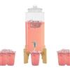 yikmid Dispenser per Bevande in Vetro 10 L con Rubinetto e Base Legno, Erogatore per Acqua, Limonata, Tè Freddo, Sangria e Cocktail, Distributore per Feste e Matrimoni, Trasparente e Base Marrone