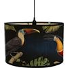 Morbuy Paralume a Tamburo Motivo Uccello Paralume Sostituibile per E27 Lampada da Tavolo, Lampadario, Lampada da Terra, Lampada Accessorio, Decorazioni per Casa Soggiorno (Nero A)