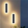 Klighten 2 Pezzi Applique da parete Esterno/Interno LED, 30CM/10W Lampada da Parete, IP65 Lampade Muro Esterni Acciaio inossidabile Acrilico, per Giardino Garage Patio, Bianco Caldo 3000K, Antracite
