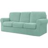 BUAOGDVG Copridivano Elasticizzato con Schienali Separati E Cuscini Seduta, Copridivano Antiscivolo con Fascia Elastica, Proteggi Mobili Jacquard(Menta Verde,3 Posti)