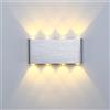 Lightess 8W Applique LED Lampada da Parete Metallo Bianco Caldo Interno