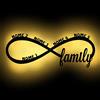 Namofactur Lampada a LED con simbolo dell'infinito, scritta "family" in inglese, personalizzabile con nome o data, idea regalo per soggiorno, camera da letto