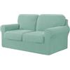 BUAOGDVG Copridivano Elasticizzato con Schienali Separati E Cuscini Seduta, Copridivano Antiscivolo con Fascia Elastica, Proteggi Mobili Jacquard(Menta Verde,2 Posti)