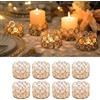 JYYWTSI 8 Pezzi Portacandele Vetro, Bicchieri per Candele e Bicchiere per Candela, Piccolo Portacandele Dorato con Base Antiscivolo per Matrimonio Natale Decorazione Tavola e Soggiorno