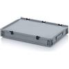 Auer Packaging Euro, 60 x 40 x 9 cm, con coperchio a cerniera, contenitore di plastica, per camper, magazzino, scaffale, garage, officina