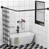 Sikaiqi Asta per Tenda da Doccia Angolare in Acciaio Inossidabile 304 a Forma di L, Nero, 60-133 cm x 180-215 cm, Installazione Senza Foratura, Per Bagno, Vasca da Bagno, Angolo per Tenda da Doccia