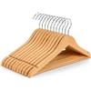 MECSAL CASALINGHI Grucce Appendiabiti in Legno Premium con Gancio Girevole 360° per Camicie, Giacche, Cappotti e Pantaloni (12, Naturale)