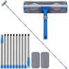 Mitclear Lavavetri Telescopico con Manico Lungo 380cm, Pulire Vetri Esterni | Tergivetro Silicone e Spazzola in Microfibra, Kit per Pulizia dei Finestre Alte, Bagno, Doccia, Auto, Vetro e Superfici