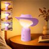 Gritin Luce Notturna Cappello Cowboy Originale, Lampada da Comodino a LED | 3 Colori Cura Occhi, Dimmerabile, Memoria, Lunga Durata, Lampada Scrivania Stilosa Ricaricabile per Camera da Letto-Viola