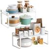 AKOLAFE 2 pezzi scaffale cucina Estensibile 35-65 cm scaffale salvaspazio cucina in metallo Supporto da Cucina Regolabile con Capacità 36 kg per bagno, ufficio, piano del tavolo, credenza (bianco)