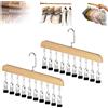 Xecamuvila Set da 2 Organizer sospesi per Armadio con 10 Clip - grucce Multifunzione in Legno con Gancio Girevole, Porta Cravatte e Soluzione salvaspazio per Pantaloni, Sciarpe e Cappelli
