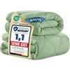 WAVVE Piumone Letto Singolo 135x200 cm 2 pezzi Set Estivo 150gsm + 4 Stagioni 300gsm = Invernale 450gsm Piumino, Trapunta Microfibra Verde