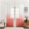 MIULEE Voile Tende Trasparenti con Occhielli Sfumato Verticale Tenda per Finestra per Soggiorno e Camera da Letto 2 Pannelli 140 x 175 CM Rosso