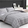 Pamposh Set copripiumino Copripiumino in microfibra spazzolata - Set di biancheria da letto ipoallergenico con chiusura a cerniera per tutte le stagioni (Grigio/Bianco, (260 x 220) + 2 x (50 x 80))