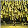 Generic Luci solari per la pioggia di meteoriti per esterni, luci a LED per la pioggia di meteoriti con 10 tubi luci per la pioggia a cascata per decorare alberi e giardini (Yellow,Plug-in 50cm)