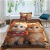 OPSREY Cute Cat Biancheria Da Letto Calore Pets Set Copripiumino Finezza Bedding Set Lavabile Set Di Biancheria Da Letto Colorato Duvet Cover Per Bambini E Bambine Single（135x200cm）